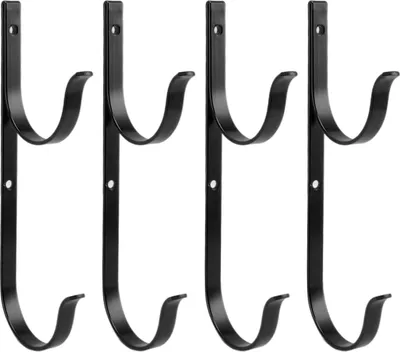 Produktbild von 4 Sets Pool Stange Aufhänger Professionelle Aluminiumlegierung Pool Halter Haken für Stangen Bürsten Vakuum Schläuche Gartengeräte Schwarz