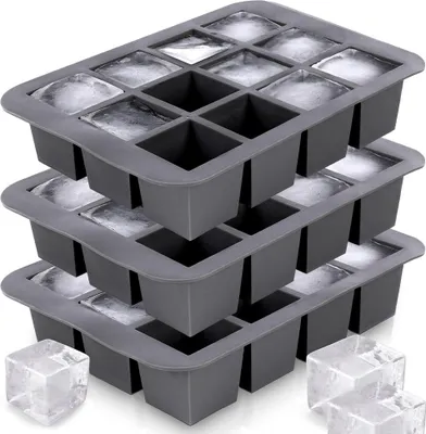 Immagine prodotto di Stampo per cubetti di ghiaccio in silicone 19,5 x 14 x 4 cm, 3 pezzi.
