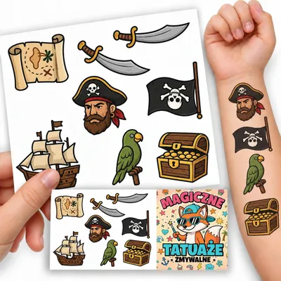 Image de Tatouages temporaires pour enfants Pirates 100x70 mm 053
