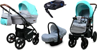 Obrázok produktu pre BabyLux® Optimal | Kočík 4v1 Set | Silver Mint | Kombinovaný kočík | Set kočíkov | Isof