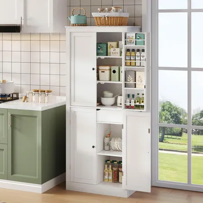 Productafbeelding van Hoge kast/dressoir, 182x40x75 cm, met 2 deuren, opbergruimte, een interne lade, geschikt voor keuken/eetkamer/woonkamer.