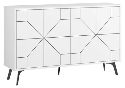 Image de Console en panneau mélaminé blanc 123 x 62,4 x 35 cm