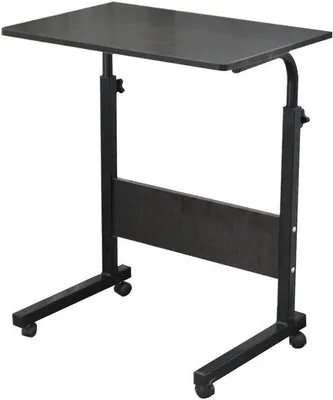 Produktbild von Unyqoos® Verstellbarer Laptoptisch C‑Form – MDF-Tischplatte & Metallgestell, 80×40 cm, Höhe 71–90 cm, mobil mit 4 Rollen (2 feststellbar), schwarz, Tragkraft 20 kg