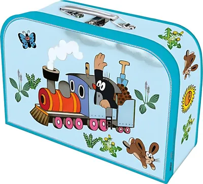 Produktbild von Kinderkoffer 16298 "Maulfwurf mit der Eisenbahn" blau gross 30 cm