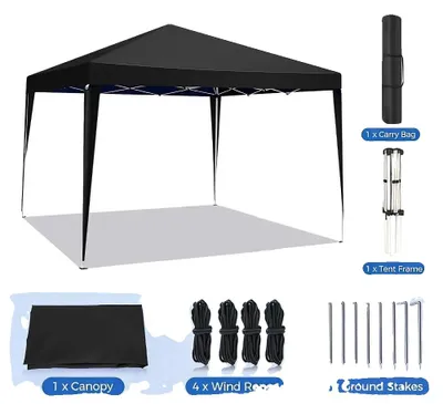 Obrázok produktu pre Pavilón, ochrana pred UV žiarením, jednoduchá montáž, čierna, 3x3 metre