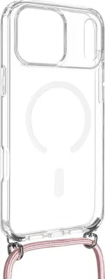 Zdjęcie produktu dla Etui na telefon iPhone 17 Pro Max, FIXED MagPure Neck z MagSafe, przezroczyste z różową smyczą