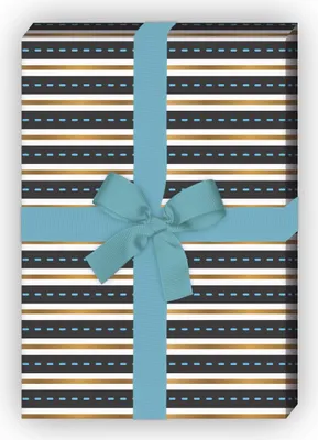 Produktbild von Grafisches Streifen Geschenkpapier mit Linien, hellblau - G7692, 32 x 48cm