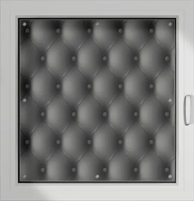 Produktbild von Wallario Lichtschutzbild, Dekorativer Sichtschutz Sonnenschutz 96 x 93 cm mit Motiv: Schwarze Ledertür - Verdunklung ohne Bohren