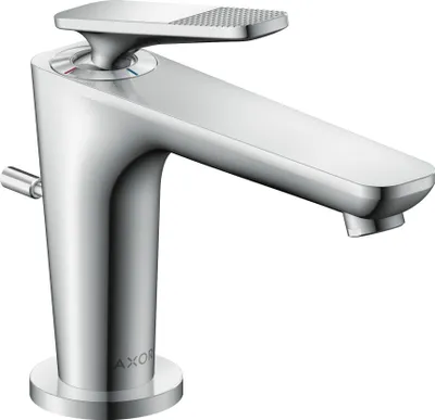 Produktbild von hansgrohe AXOR Citterio C Einhebel-Waschtischmischer 90, mit CoolStart für Handwaschbecken und Zugstangen-Ablaufgarnitur, Cubic cut, 49011000