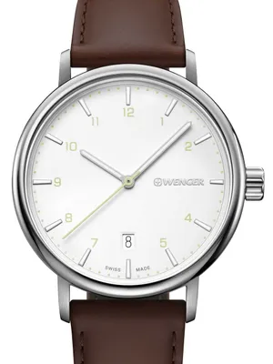 Produktbild von Wenger 01.1731.117 Herren-Armbanduhr, Edelstahl-Gehäuse, Leder-Armband