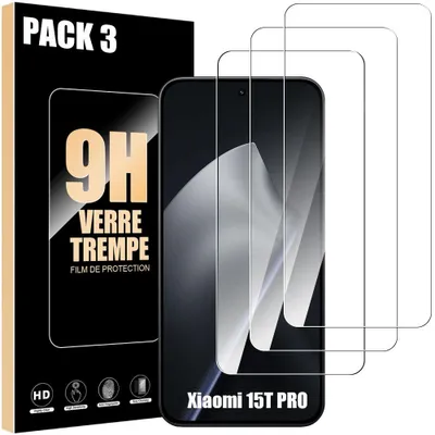 Image de 3 Verre Trempé pour Xiaomi 15T Pro, Protection d'écran Anti-Rayures 9H Antichoc Transparent