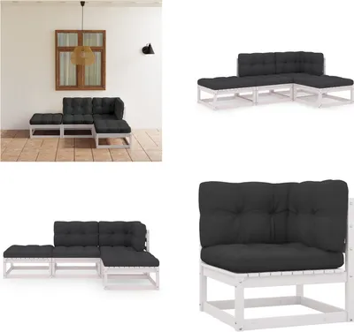 Produktbild von vidaXL 4 tlg. Garten Lounge Set mit Kissen Kiefer Massivholz - Gartenmöbel-Set - Gartenmöbel-Sets - Gartengarnitur - Gartengarnituren