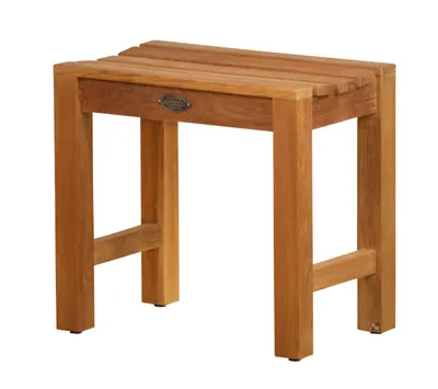 Produktbild von Duschhocker Holz Benito Duschbank Premium Teak Badhocker Badsitz Massivholz mit Anti-Rutsch-Füßen, ergonomisch und pflegeleicht