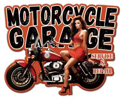 Productafbeelding van Metalen wanddecoratie met motorthema, 32x27 cm