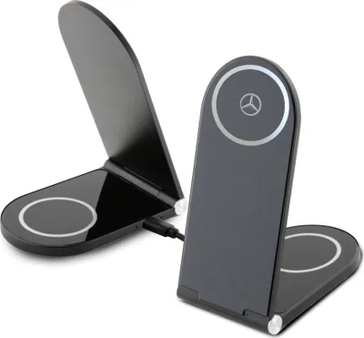 Two foldable wireless chargers are shown against a white background.