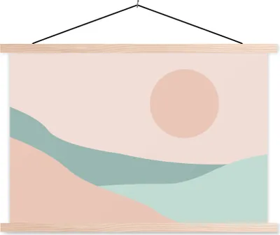 Produktbild von MuchoWow® Textilposter Sommer - Strand - Meer - Sonne 120x80 cm mit holzfarbenen Rahmen - Aufhängeset