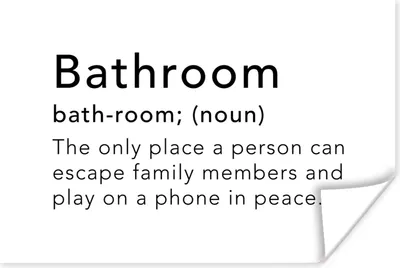 Produktbild von MuchoWow® Poster Sprichwörter - Zitate - Der einzige Ort, an dem ein Mensch in Ruhe telefonieren kann - Badezimmer - Wörterbuch 60x40 cm - Schlafzimmerdekoration