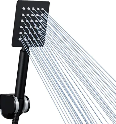 Obrázek produktu pro Kovová ruční sprcha - Černá čtvercová vysokotlaká sprchová hlavice