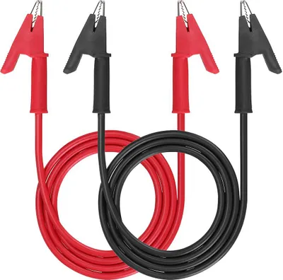 Produktbild von Doppelseitige Krokodilklemmen, 15A-Testkabel mit Isolierklemmen, 2 Stück 3,3 ft/1 m langes flexibles Testkabel mit Schutzbuchse, Kupferklemmen für elektrische Tests
