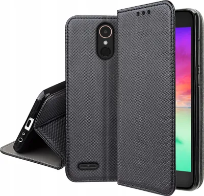 Image de Étui MAGNET pour LG K10 2017 avec fermeture, noir + verre de protection 9H