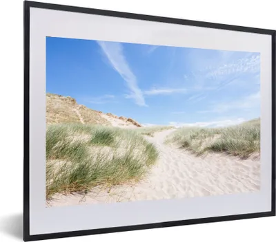 Produktbild von MuchoWow® MuchoWow® Gerahmtes Poster Strand - Düne - Gras 60x40 cm - Poster mit zchwarzem Bilderrahmen - Schlafzimmer - Plakat in Rahmen - Drucken