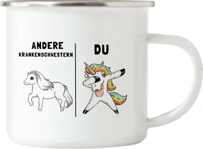 Produktbild von Andere Krankenschwestern Du Emaille Tasse Krankenschwester Einhorn Spruch Kollegin Abschiedsgeschenk Rente Ruhestand