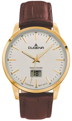 Produktbild von Dugena Herren-Uhr Momentum Funk Quarz Leder-Armband Gold-Ton 4460860