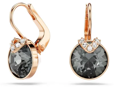 Produktbild von Swarovski Bella V Drop-Ohrhänger, Rundschliff, Grau, Roségold-Legierungsschicht