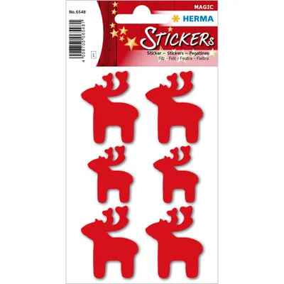 Obrázok produktu pre HERMA 6548, Plsť, Červená, Permanentný, Chlapec / dievča, Vianoce, 6 kusov