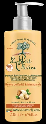 Image de Le Petit Olivier Baume réparateur pour cheveux secs-beurre de karité et huile de macadamia, 200ml