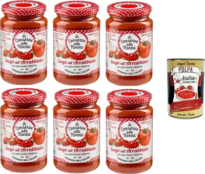 Produktbild von Le Conserve della Nonna- Sugo All'Arrabbiata Sauce 6x 190g + Italian Gourmet polpa 400g