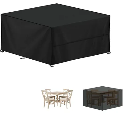 Obrázok produktu pre Ochranný obal na záhradný nábytok, 160x160x74 cm, vodotesný, vyrobený z materiálu Oxford 420D, s ochranou proti vetru