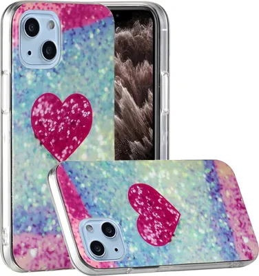 Produktbild von CLM-Tech Hülle kompatibel mit Apple iPhone 13 - TPU Silikon-Hülle Case Schutzhülle Handyhülle - Glitzer rotes Herz, mehrfarbig