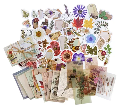 Produktbild von 60 Blatt Vintage-Scrapbook-Zubehör-Set, sortiert, exquisit, innovative DIY-Scrapbooking-Aufkleber, Dekoration für Album, Tagebuch