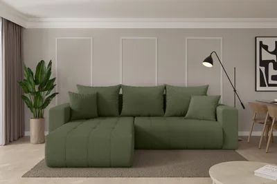 Produktbild von ALTDECOR Ecksofa mit Schlaffunktion und Bettkasten - MILA-L - 277x194x86 - Grün - Corner Sofa Eckcouch Couch L-Form, links/rechts angeordnet, Schlafcouch Ausziehbar Wohnlandschaft