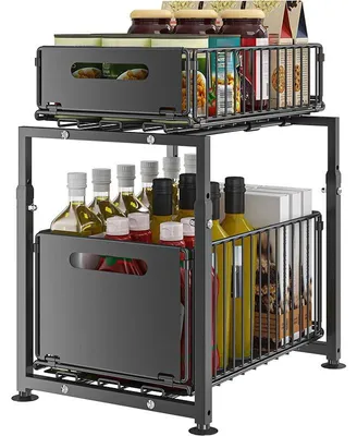 Produktbild von Organizer für unter den Spülbecken, 2-stöckig, höhenverstellbarer Küchenschrank, multifunktionaler Metall-Organizer