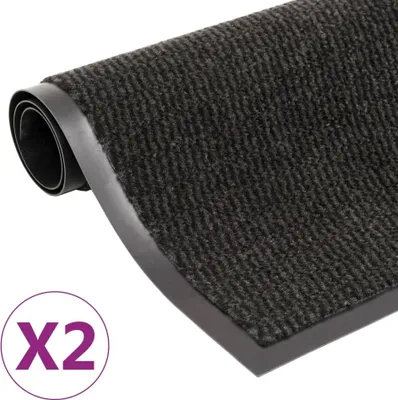 Produktbild von Schmutzfangmatten 2 Stk. Rechteckig Getuftet 60x90 cm Schwarz