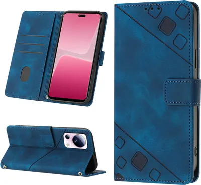 Produktbild von Hülle für Xiaomi 13 Lite Prägung Flip Leder Brieftasche Schutzhülle mit Ständer Blau