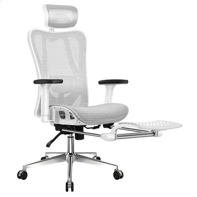 Produktbild von ALFORDSON Ergonomischer Netz-Bürostuhl mit 3D-Armlehne, Chefsessel mit verstellbarer Kopfstütze und Fußstütze, neigbarer Schreibtischstuhl,Gary & Weiß