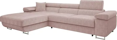 Produktbild von MIRJAN24 Ecksofa Torezio Mini Cord, Stilvoll Eckcouch mit Bettkasten und Schlaffunktion, Einstellbare Kopfstützen, 280x170x70-90 cm (Farbe: Poso 52, Seite: Links)