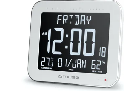 Produktbild von Muse M-090 WMC, Wand/Tisch, Digitale Uhr, Rechteck, Weiß, LCD, Akku, Gleichstrom