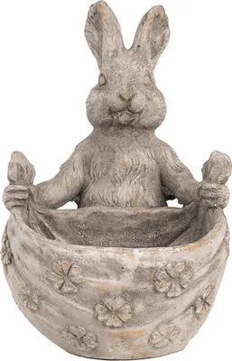 Produktbild von Clayre & Eef Blumentopf Kaninchen 20x24x31 cm Grau Beige Stein