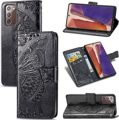 Produktbild von König Design Hülle kompatibel mit Samsung Galaxy Note 20 Kunstleder Handyhülle - Handy Case Schwarz