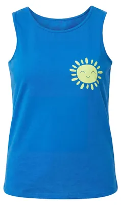 Produktbild von Flexibles Damen Top blau Größe L mit Spitze, Rundhalsausschnitt, ärmellos