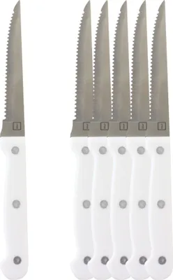 Produktbild von "OTIX Steakmesser-Set von 6 Stück Weiß Spülmaschinenfest 21x2x1,5cm Steakmesser-Set Edelstahl"