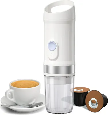 Obrázek produktu pro Přenosný elektrický kávovar na espresso, bezdrátový, pro ohřev a přípravu za studena, mini kávovar na jednu porci kávy o objemu 3 oz s kávovým práškem 3 v 1 / kapslemi / kapslemi DG, tlak čerpadla 20 barů, dobíjecí baterie 9600 mAh