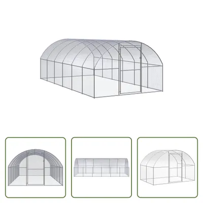 Image de The Living Store Poulailler d'extérieur 3x6x2 m Acier galvanisé