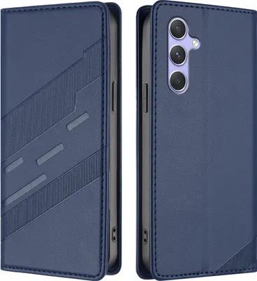 Produktbild von Hülle für Samsung Galaxy A54 5G, Kunstleder Brieftaschen Handyhülle mit Kartenfach und Standfunktion Blau