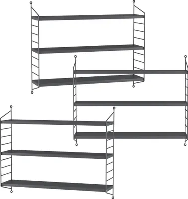 Produktbild von Modulares Wandregal ’Strängnäs’ 3er Set Stahl 50 x 60 x 15 cm Dunkelgrau