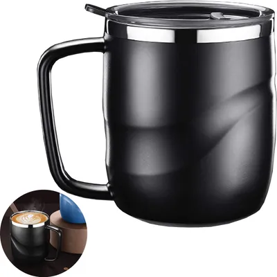 Produktbild von Edelstahl Travel Mug 400ml Isolierbecher BPA-frei Reisebecher für heiße und kalte Getränke Schwarz